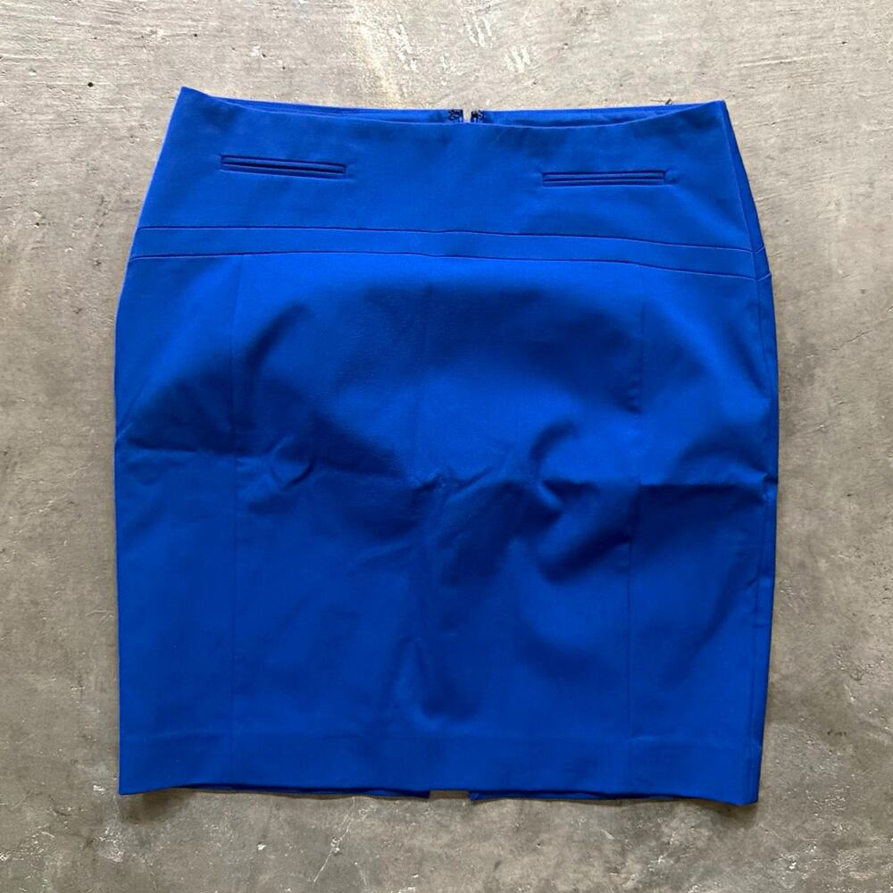 Express Pencil Skirt Women’s Size 8 Blue Solid Knee Length Zip Slit